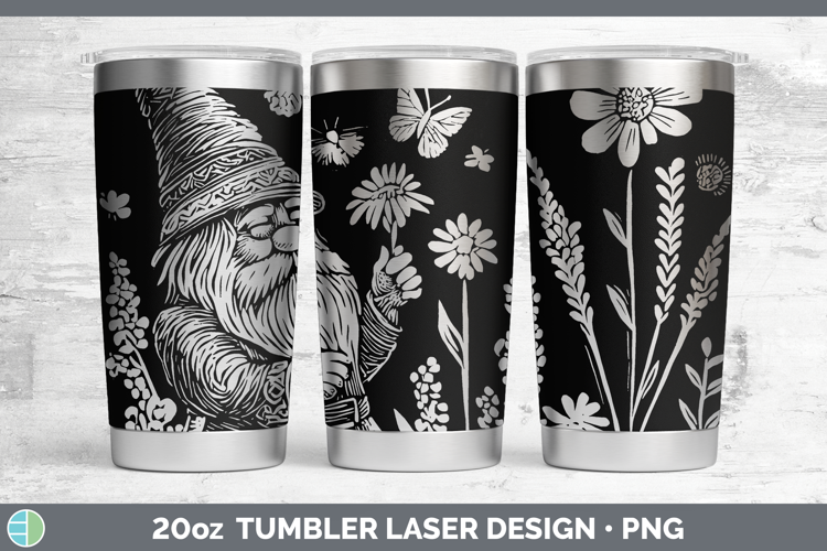 Wildflowers Gnome Laser 20oz Tumbler Design