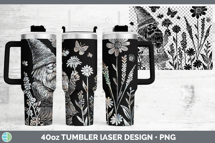 Wildflowers Gnome Laser 40oz Tumbler Design