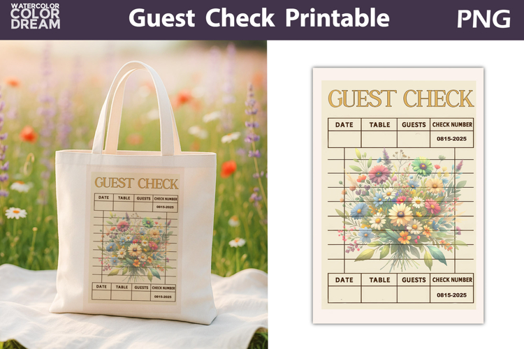 Wildflowers Guest Check | Junk Journal Printable