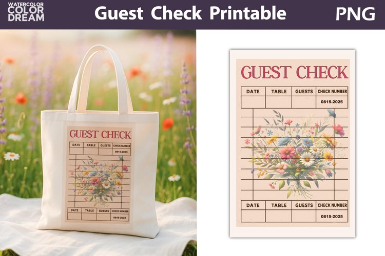 Wildflowers Guest Check | Junk Journal Printable