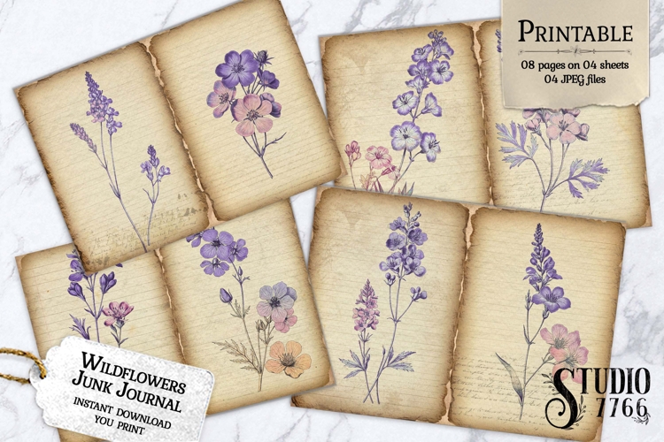 Wildflowers Junk Journal Pages