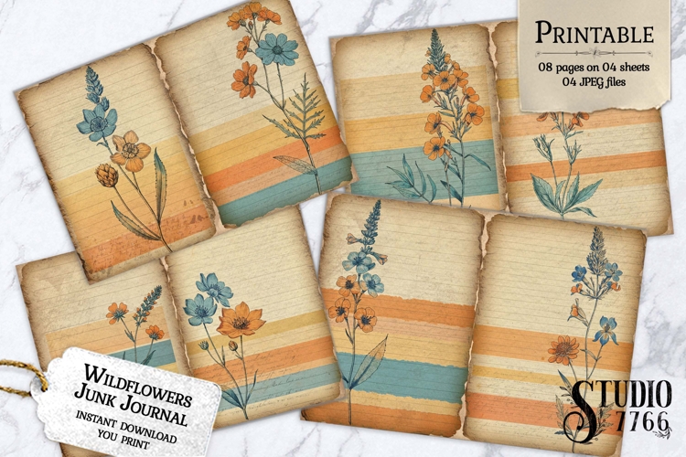Wildflowers Junk Journal Pages