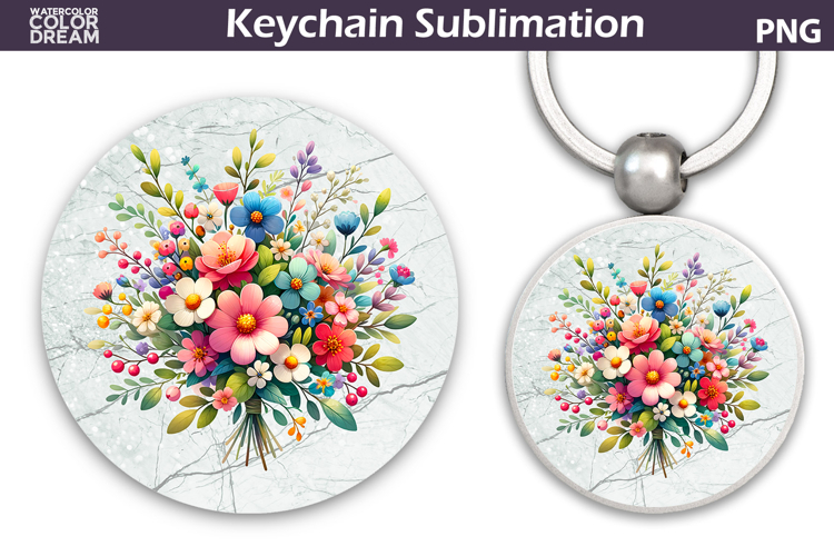 Wildflowers Round Keychain | Summer Floral Key Keychain