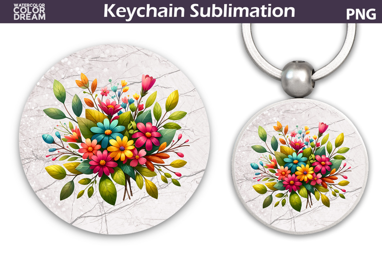 Wildflowers Round Keychain | Summer Floral Key Keychain