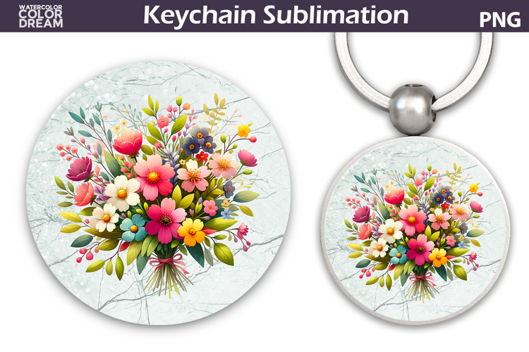 Wildflowers Round Keychain | Summer Floral Key Keychain