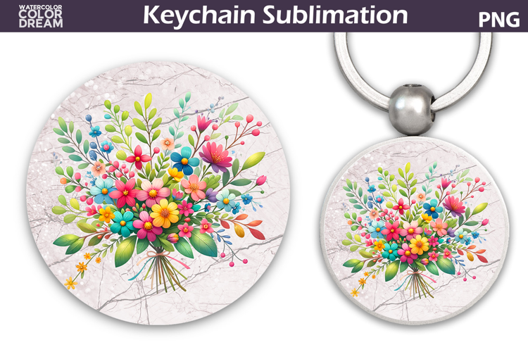 Wildflowers Round Keychain | Summer Floral Key Keychain
