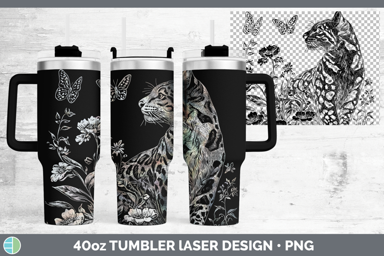 Wildflowers Leopard Clouded Laser 40oz Tumbler Design