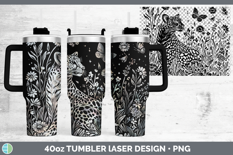 Wildflowers Leopard Laser 40oz Tumbler Design