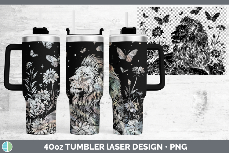 Wildflowers Lion Laser 40oz Tumbler Sublimation Design