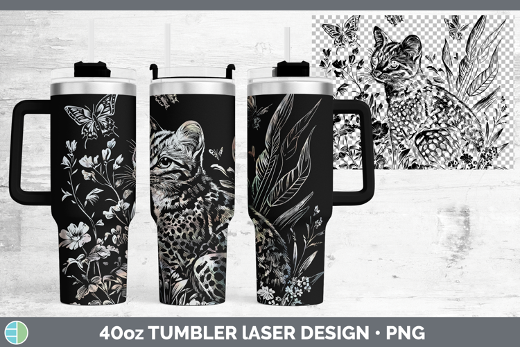 Wildflowers Margay Cat Laser 40oz Tumbler Design
