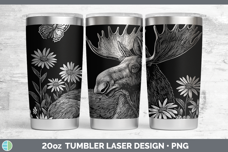 Wildflowers Moose Laser 20oz Tumbler Design