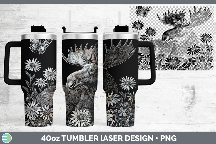 Wildflowers Moose Laser 40oz Tumbler Design