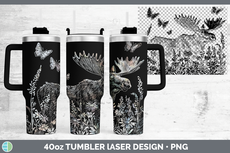 Wildflowers Moose Laser 40oz Tumbler Design