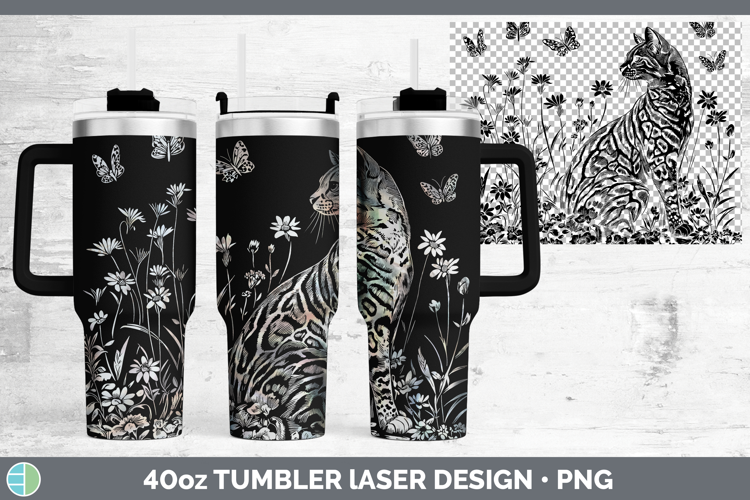 Wildflowers Ocelot Laser 40oz Tumbler Design
