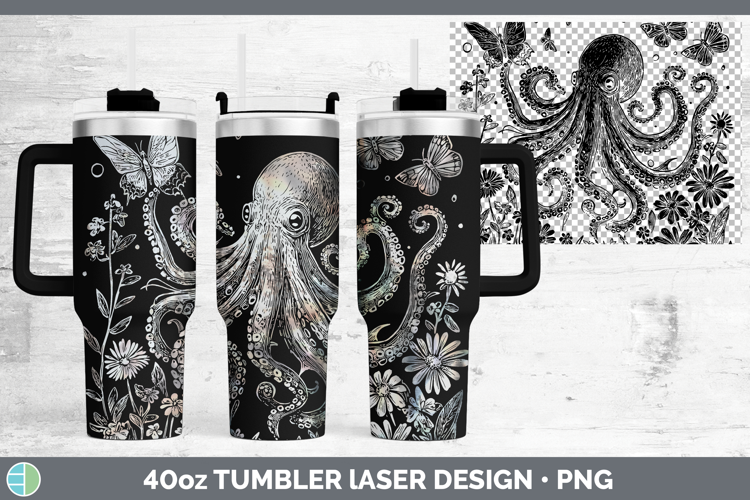 Wildflowers Octopus Laser 40oz Tumbler Design