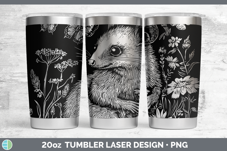 Wildflowers Opossum Laser 20oz Tumbler Design