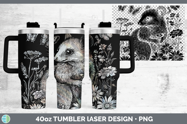 Wildflowers Opossum Laser 40oz Tumbler Design