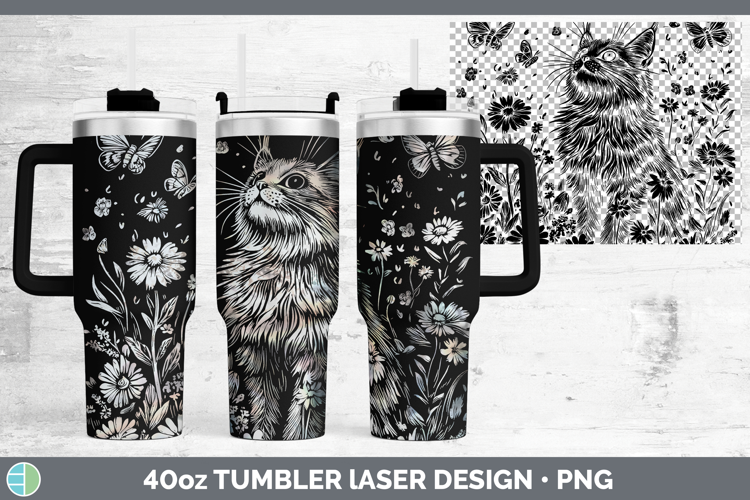 Wildflowers Pallas Cat Laser 40oz Tumbler Design