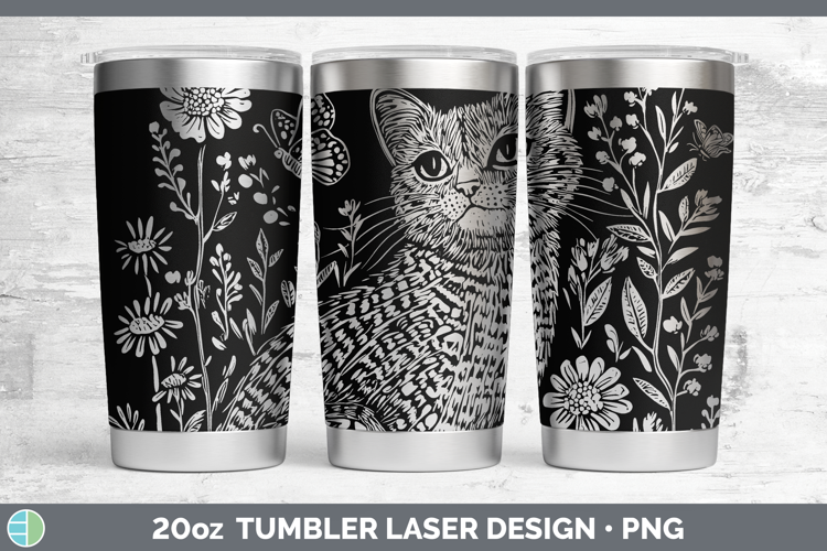 Wildflowers Pampas Cat Laser 20oz Tumbler Design