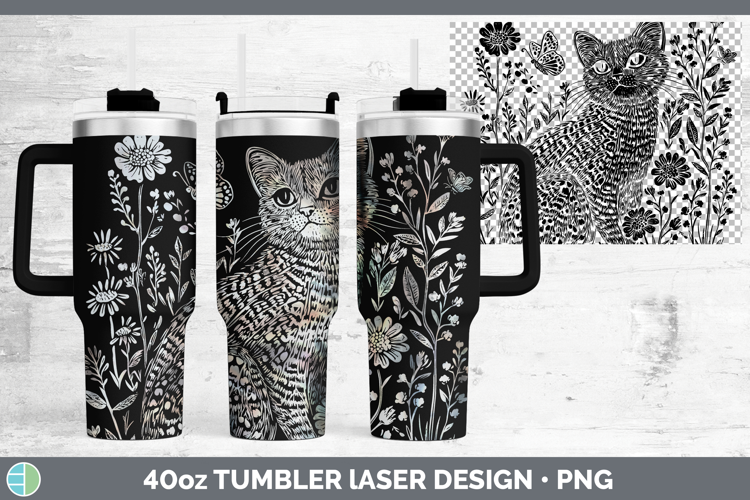 Wildflowers Pampas Cat Laser 40oz Tumbler Design