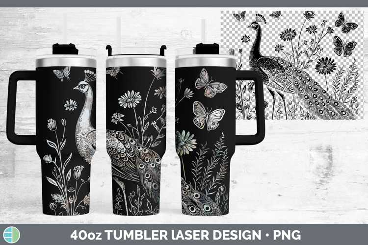 Wildflowers Peacock Laser 40oz Tumbler Design