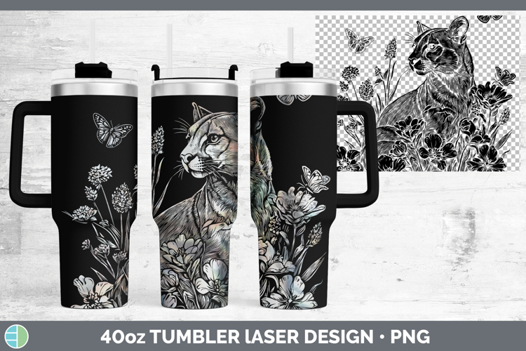 Wildflowers Puma Concolor Laser 40oz Tumbler Design