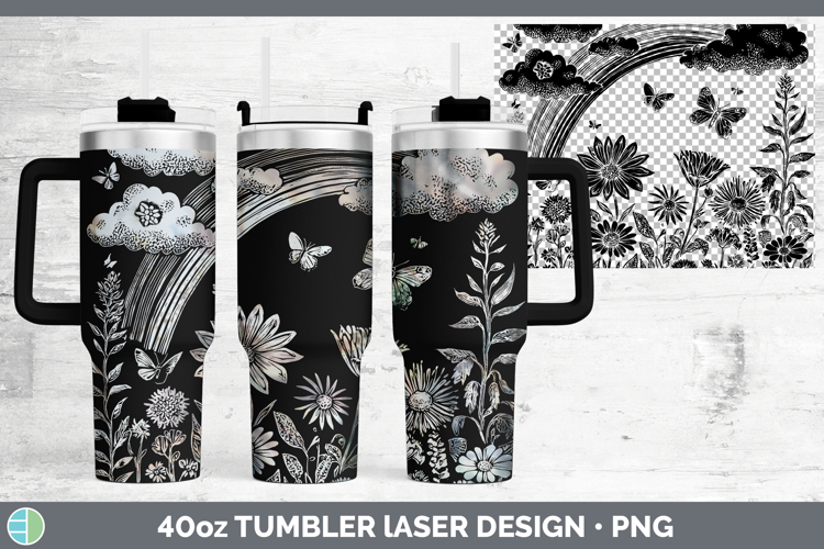 Wildflowers Rainbow Laser 40oz Tumbler Design