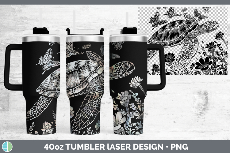 Wildflowers Sea Turtle Laser 40oz Tumbler Design