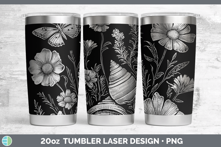 Wildflowers Seashell Laser 20oz Tumbler Design