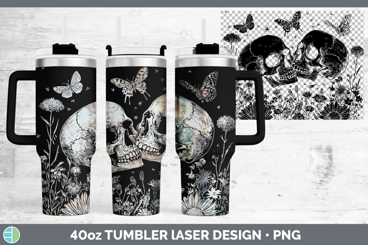 Wildflowers Skull Laser 40oz Tumbler Design
