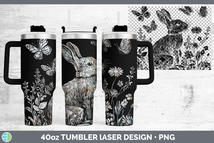 Wildflowers Snowshoe Hare Laser 40oz Tumbler Design