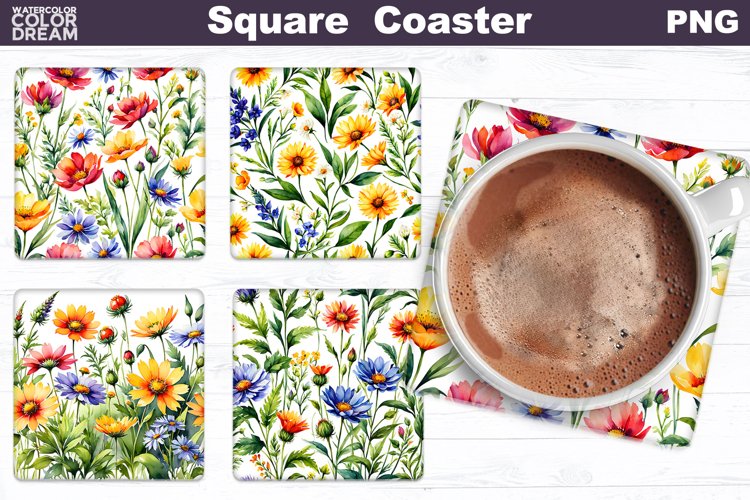 Wildflowers Square Coaster | Summer Floral Square Coaster