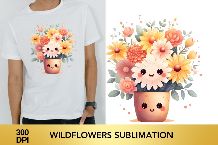 Cute Watercolor Spring Flowers Clipart, Wildflowers Clipart