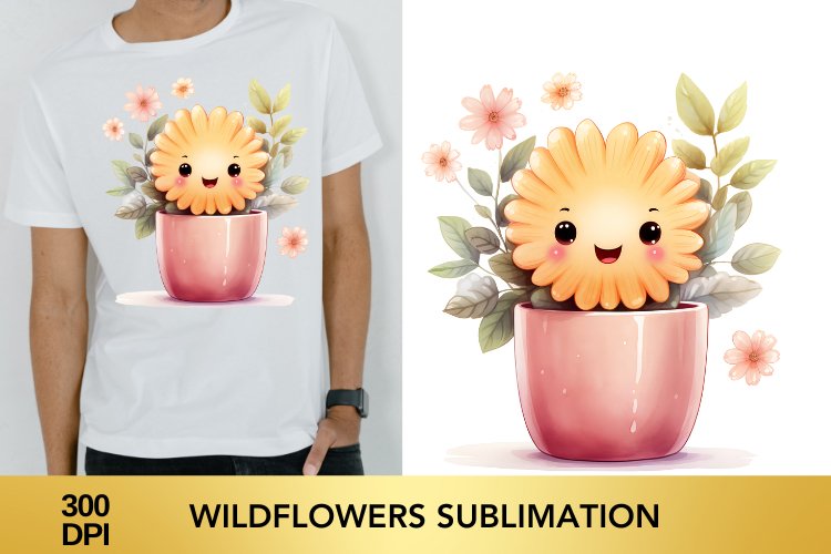 Cute Watercolor Spring Flowers Clipart, Wildflowers Clipart