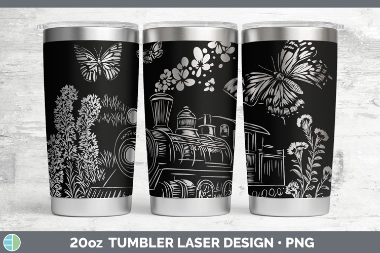 Wildflowers Train Laser 20oz Tumbler Design