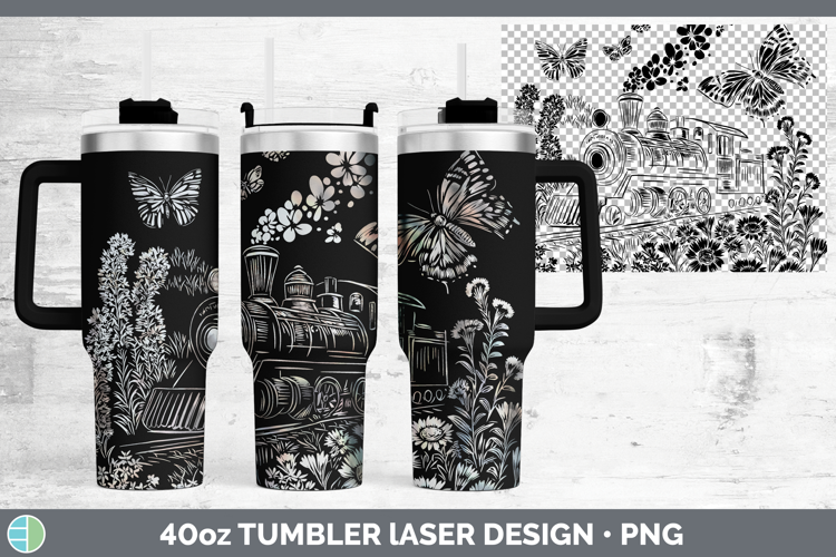 Wildflowers Train Laser 40oz Tumbler Design