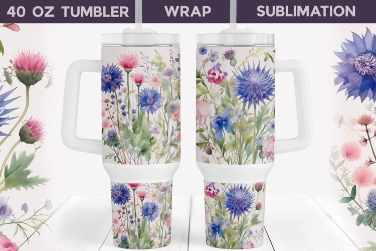Wildflowers Tumbler Sublimation | 40 Oz Tumble Wrap