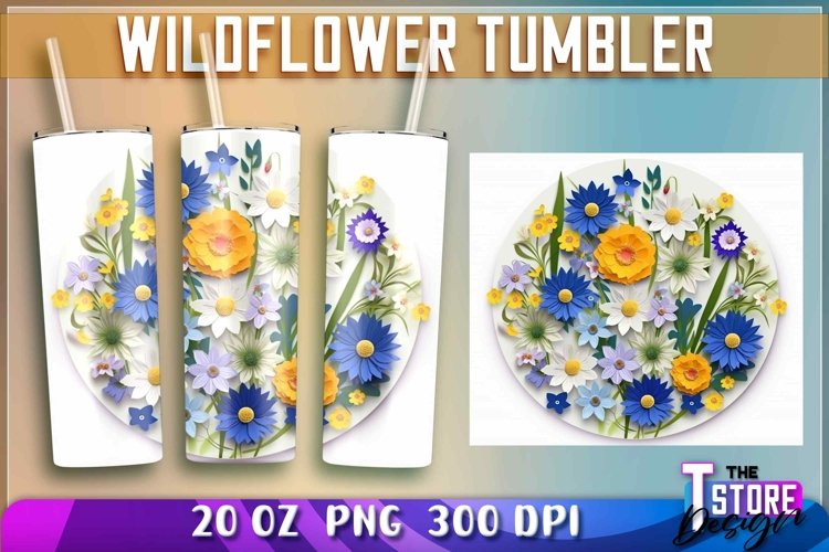 Wildflowers Frame Tumblers Wrap 20 oz. | PNG File