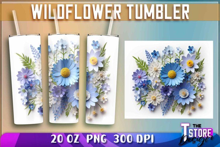 Wildflowers Frame Tumblers Wrap 20 oz. | PNG File