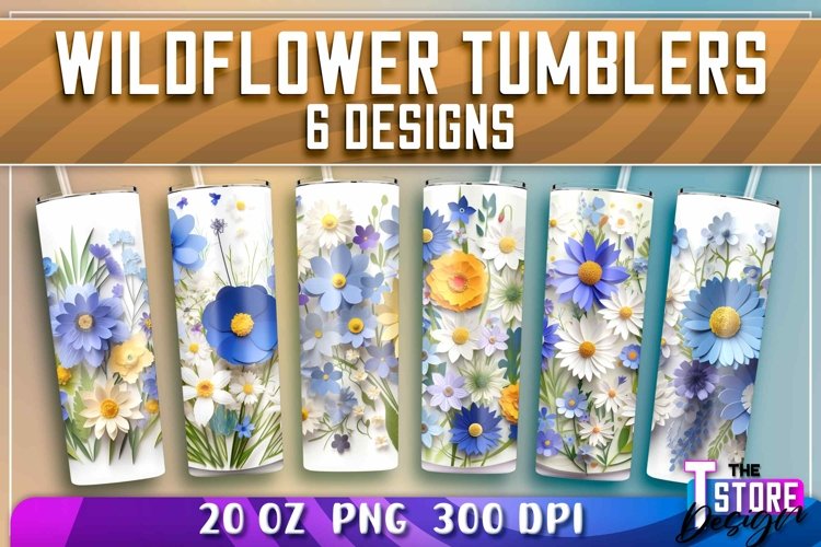 Wildflowers Frame Tumblers Wrap 20 oz. | PNG File
