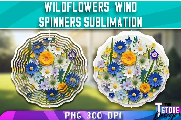 Wildflowers Wind Spinner Sublimation | PNG Design | PNG File