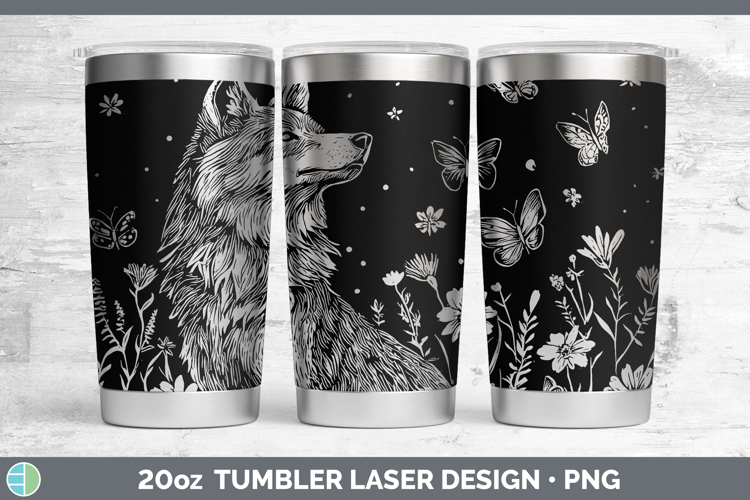 Wildflowers Wolf Laser 20oz Tumbler Design