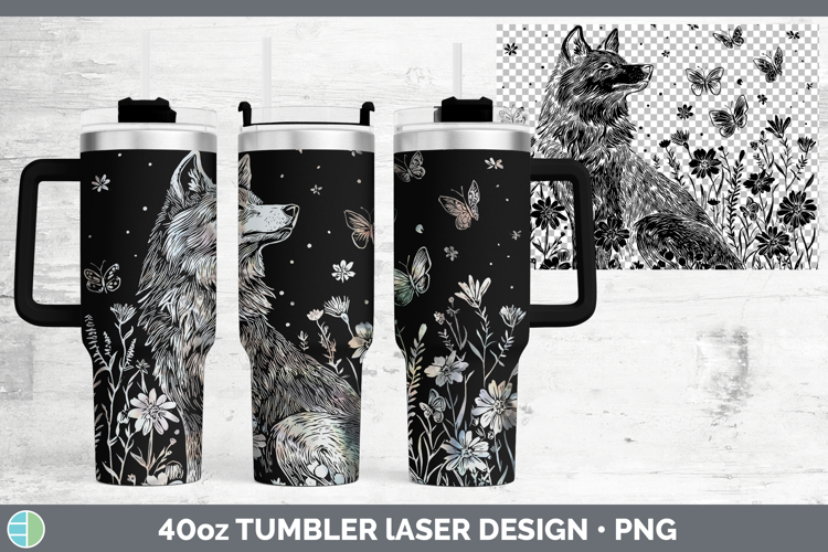 Wildflowers Wolf Laser 40oz Tumbler Design