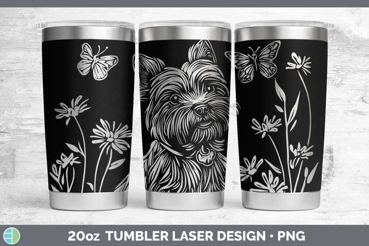 Wildflowers Yorkshire Terrier Laser 20oz Tumbler Design