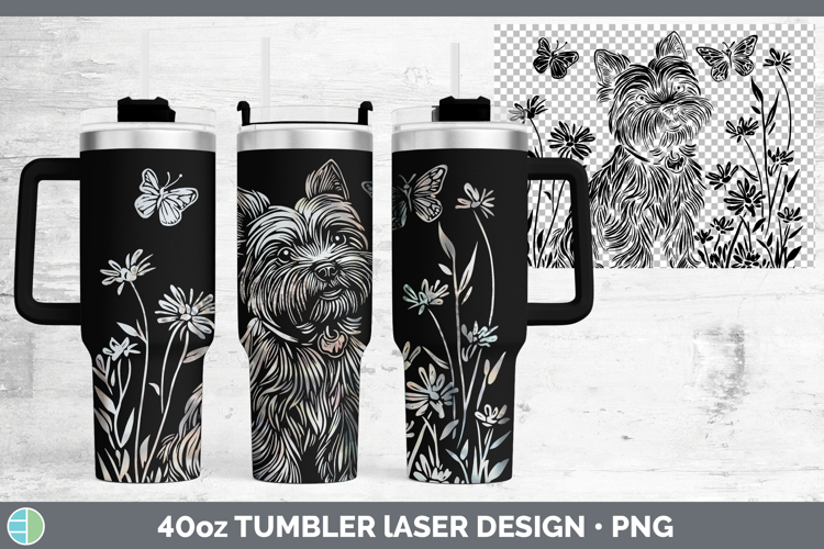 Wildflowers Yorkshire Terrier Laser 40ozTumbler Design