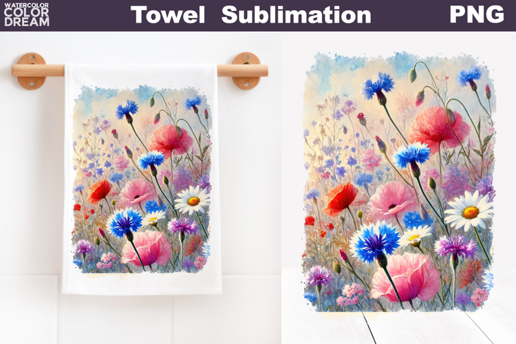 Poppy Cornflowers Daisy Towel | Wildflowers Kitchen Towel