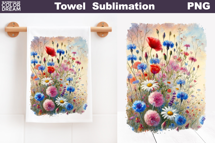 Poppy Cornflowers Daisy Towel | Wildflowers Kitchen Towel