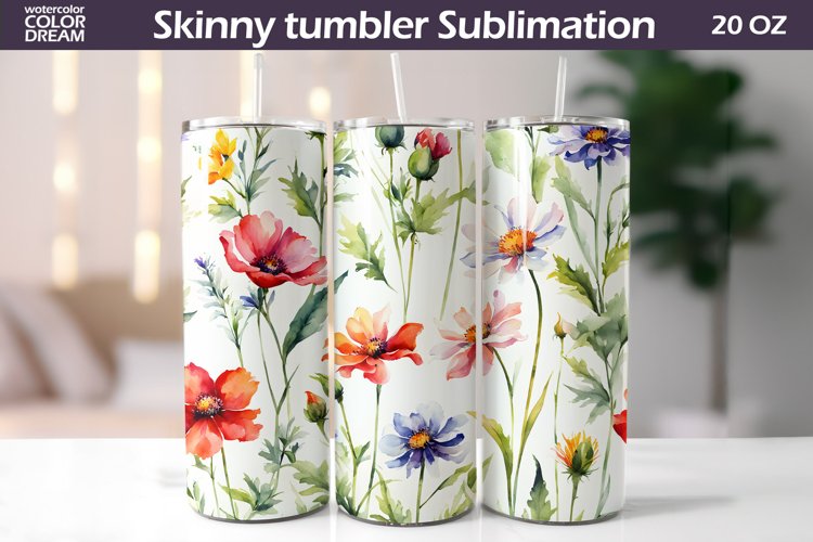 Wildflowers Tumbler Sublimation | Watercolor Flowers Tumbler