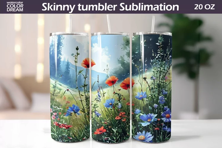 Wildflowers Tumbler Sublimation | Poppies Flowers Tumbler