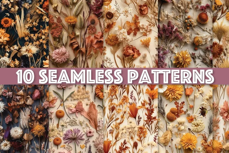 Seamless Wildflower Flatlay Patterns
